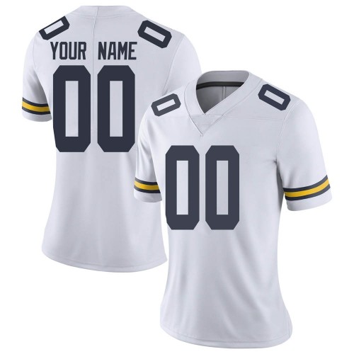 Custom Michigan Wolverines Women's NCAA #00 White Limited Brand Jordan College Stitched Football Jersey QBS1654BI